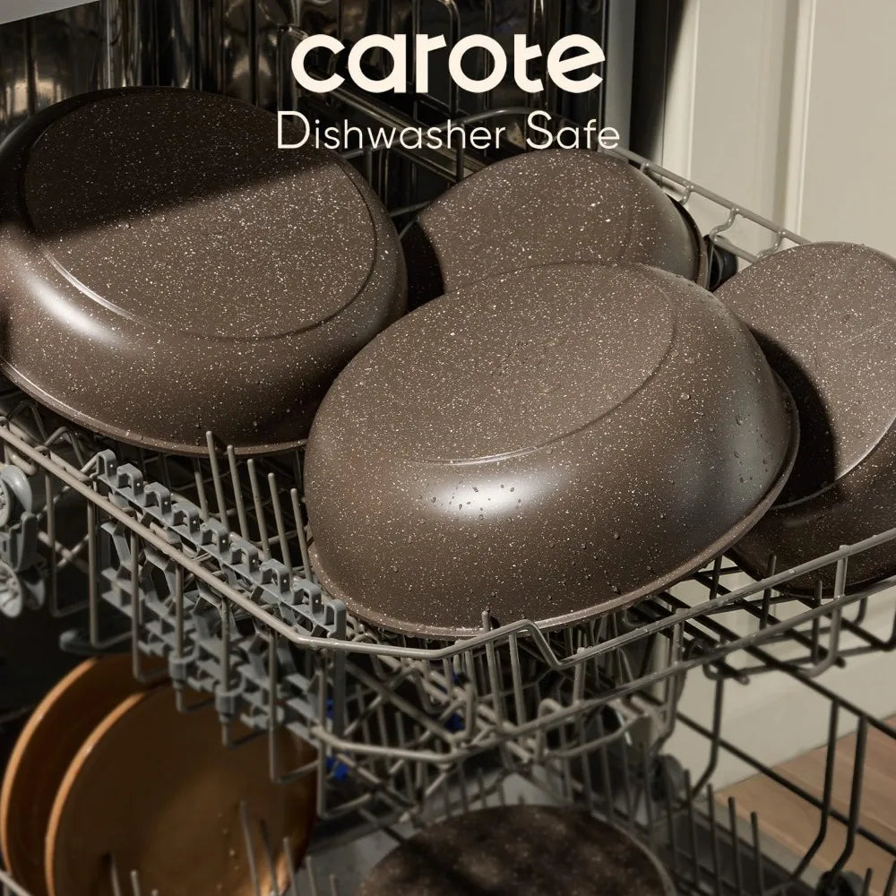 CAROTE 17-Piece Non-Stick Pots and Pans Set with Removable Handles, Cookware Set for Kitchen, Oven and Dishwasher Safe