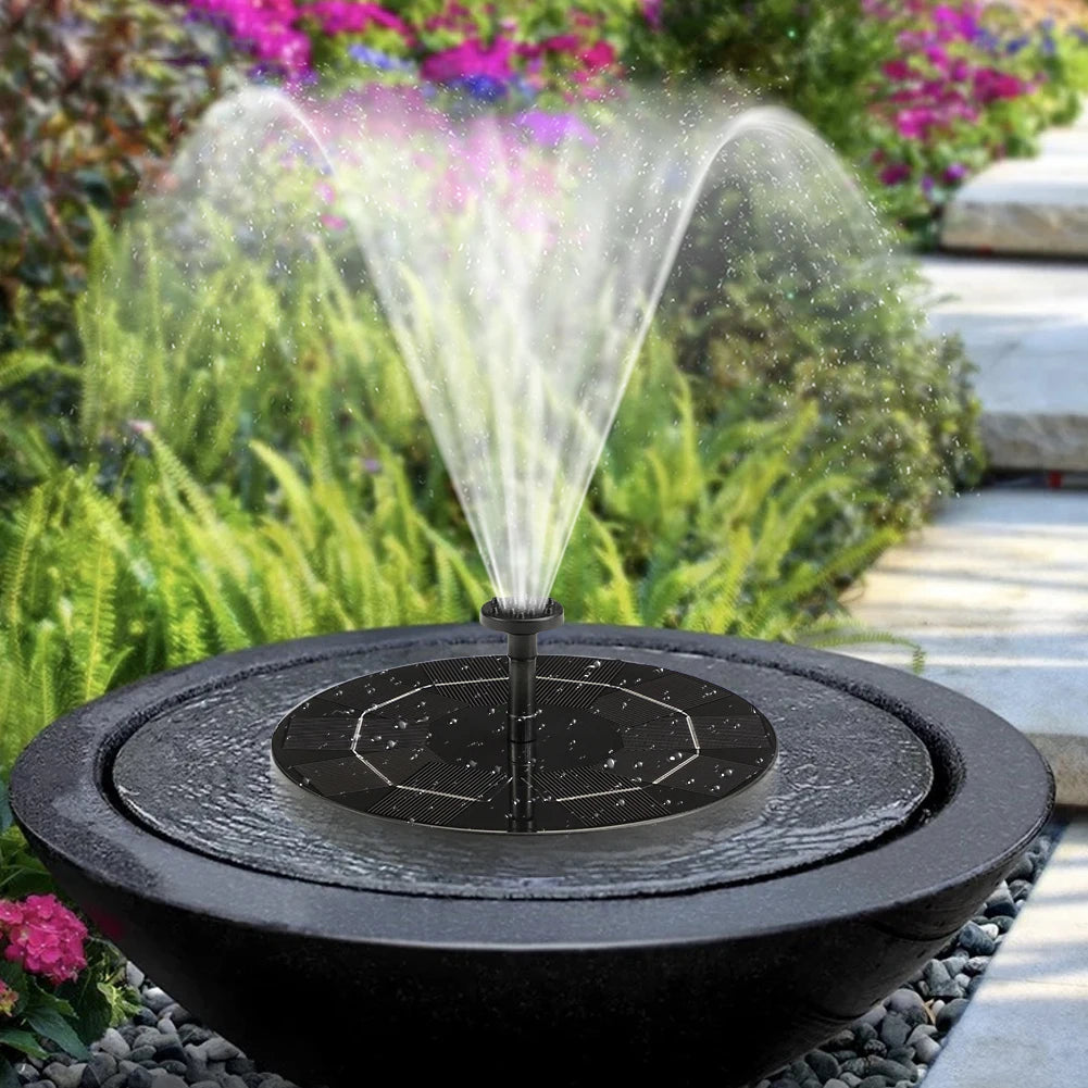 Solar Fountain with 8 Nozzles Floating Solar Fountain Flower Bird Bath Fountain for Outdoor Garden Pond Pool
