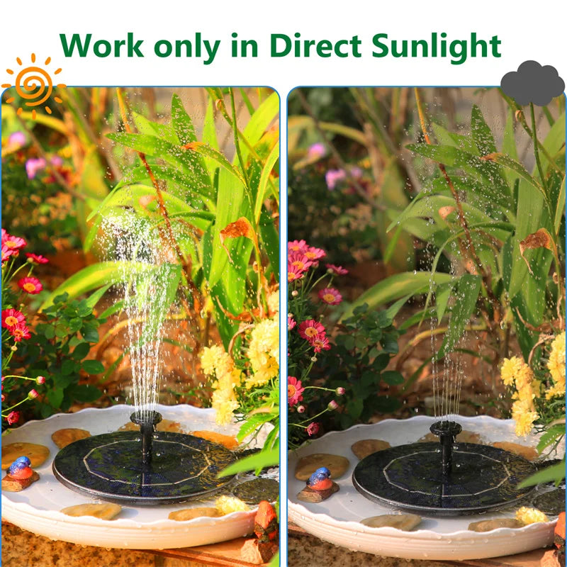1.5w/2.5w/3.5w Solar Bird Bath Fountain Pump,with 6 Nozzles Solar Powered Water Fountain for Garden Pool, Aquarium and Outdoor