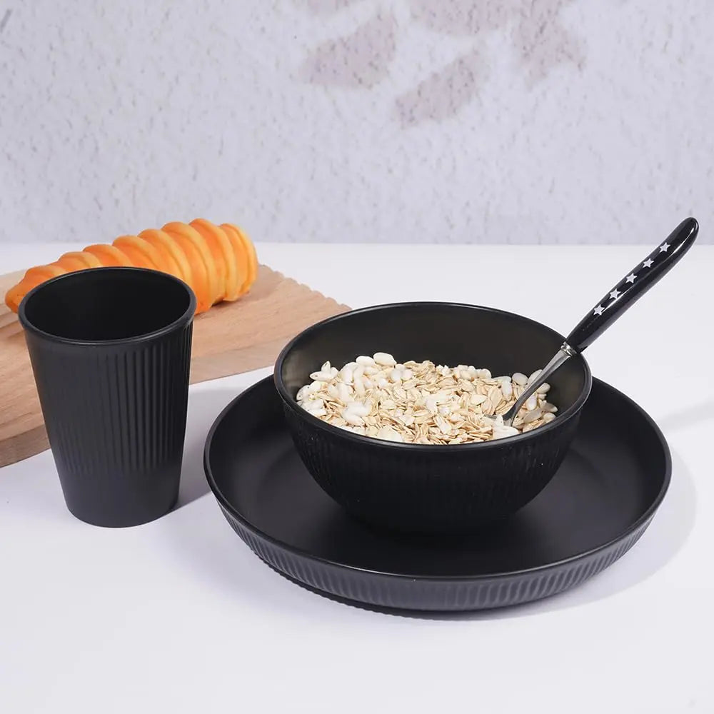 18Pcs Wheat Straw Dinnerware Sets, Unbreakable Dinnerware Set Kitchen Plates And Bowls Set Reusable Dishes Dishwasher And