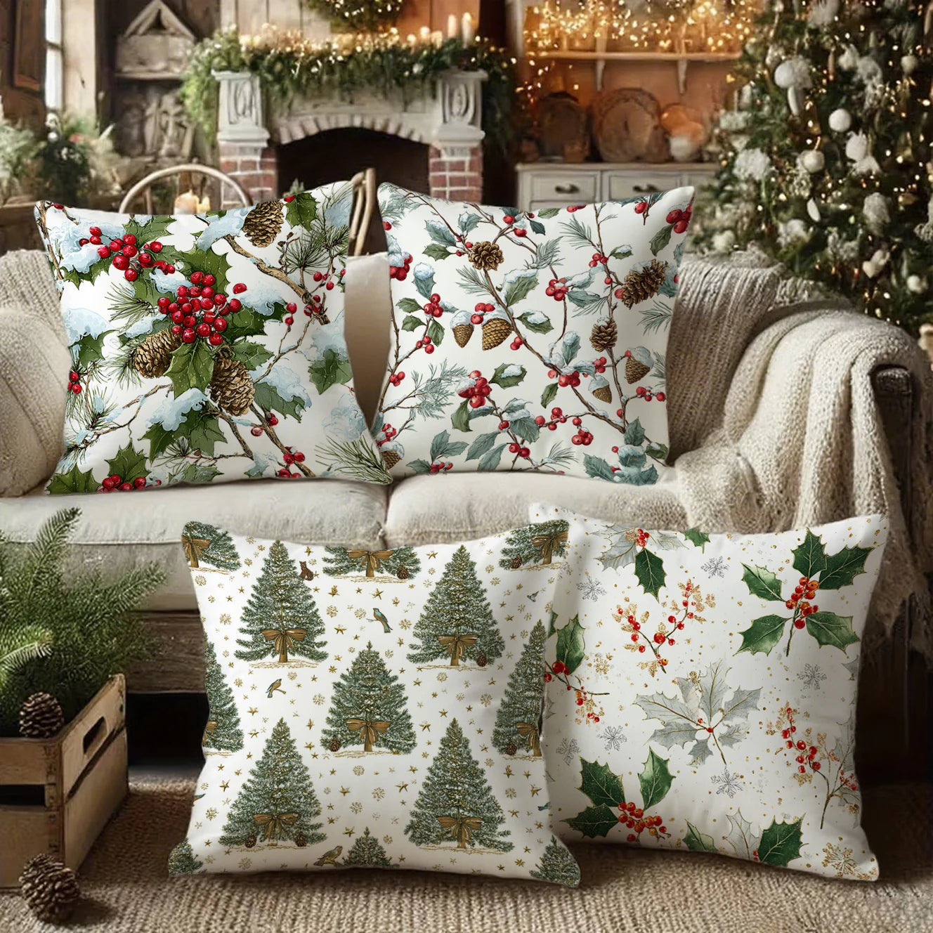 Christmas-Patterned Pillowcases for HomeSuitable for sofa car bedroom decorative cushion cover pillow cover