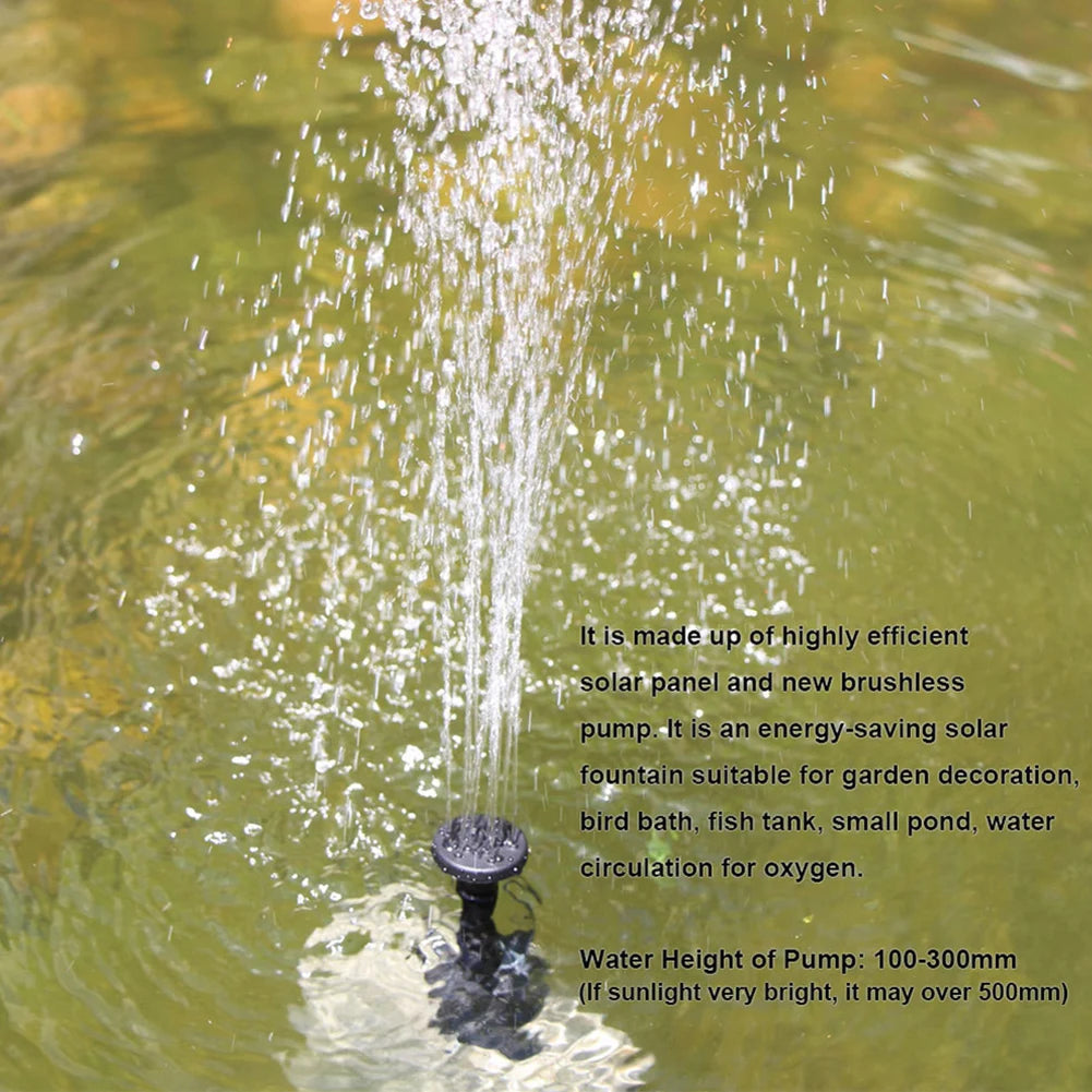 Solar Water Fountain Mini Solar-Powered Fountain Floating Pool Pump Fountain for Bird Bathtub/Water Circulation Oxygenation