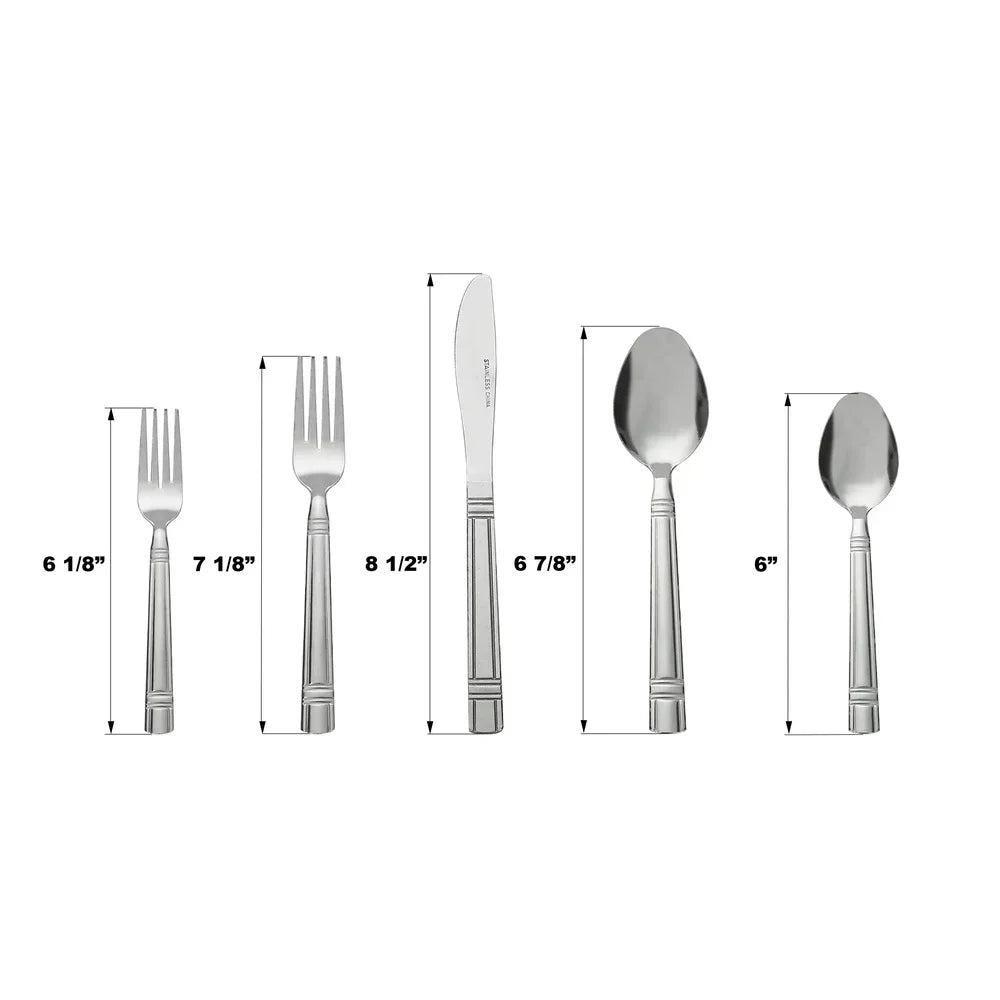 Elegant 49 Piece Stainless Steel Flatware Set and Organizer Tray Service 8 Dishwasher Safe Utensils