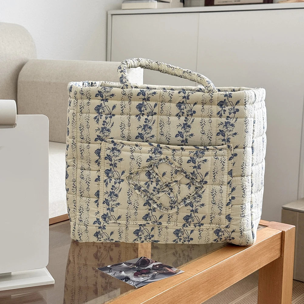 Fabric Debris Organizing Bag with Easy Carry Handles Sundries Storage Organizer for Shelves Closet Laundry Home Office Decor