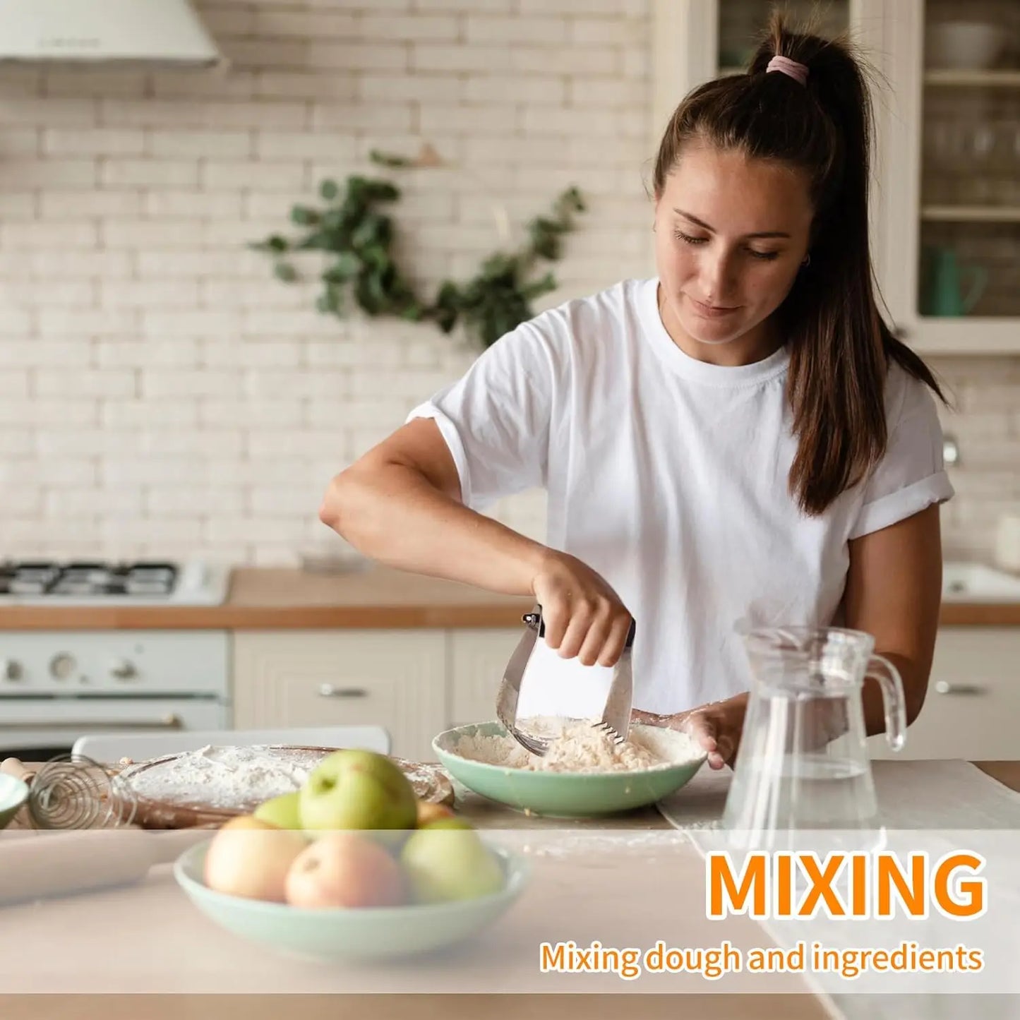 Stainless Steel Bench Scraper and Pastry Blender Cutter Set, Efficient Multipurpose Kitchen Baking Essential Tool with