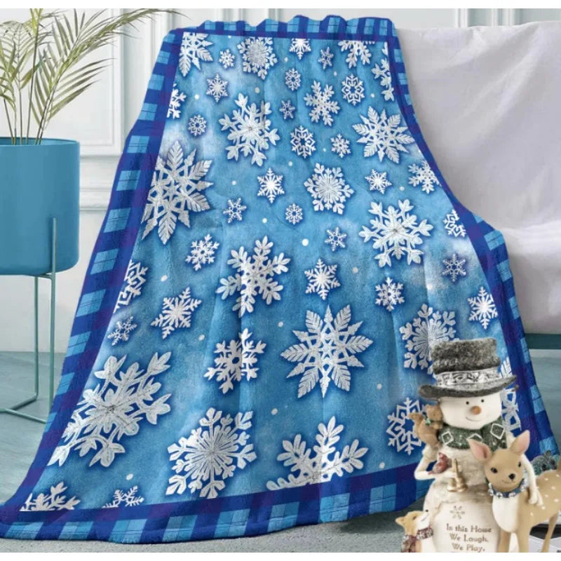 Snow plaid throw blanket, perfect gift for kids boys and girls, soft blanket for Christmas season, perfect for bedding sofa