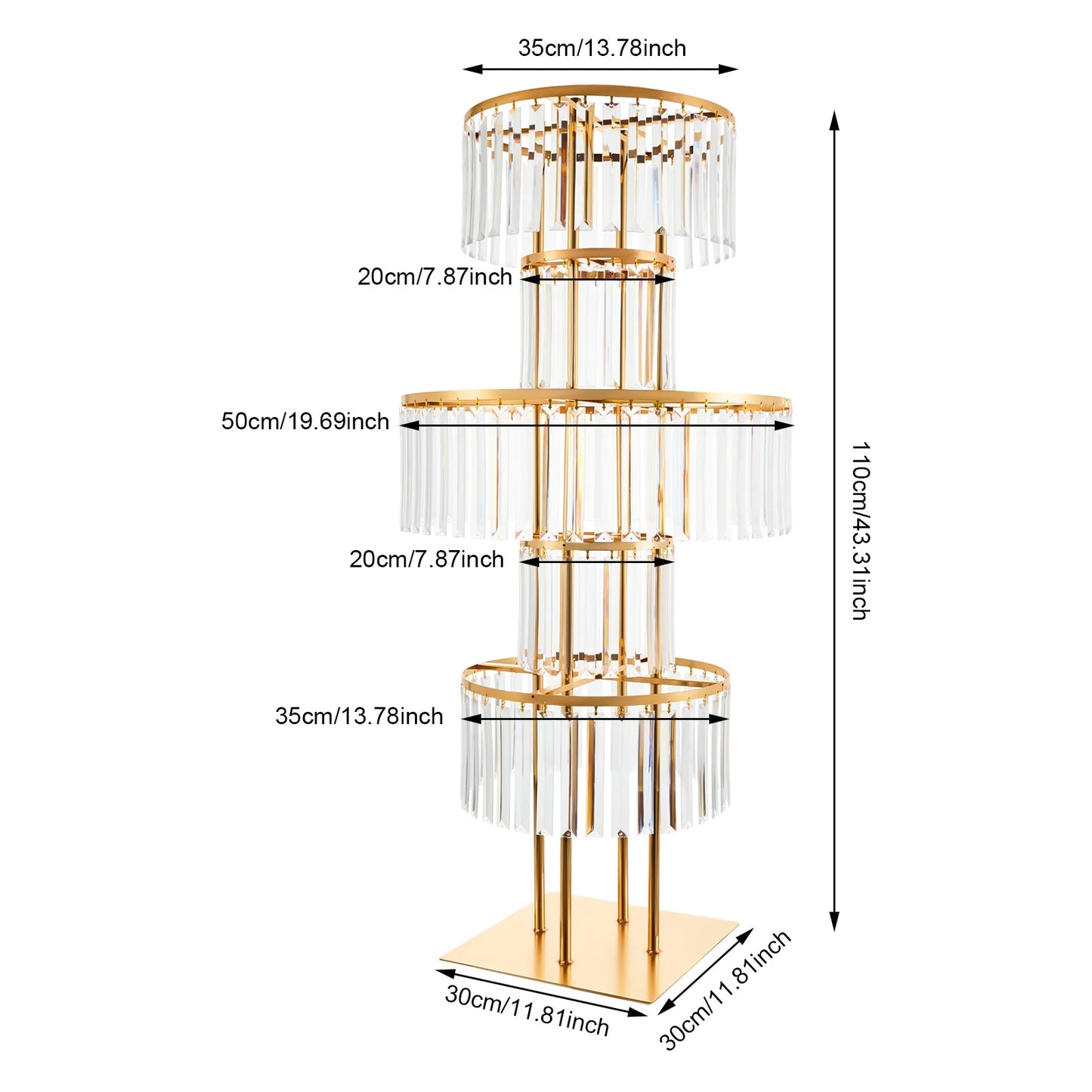 5 Tiers Gold Wedding Centerpieces Flower Stand Vase Centerpiece Acrylic Flower Stand with Hanging Acrylic