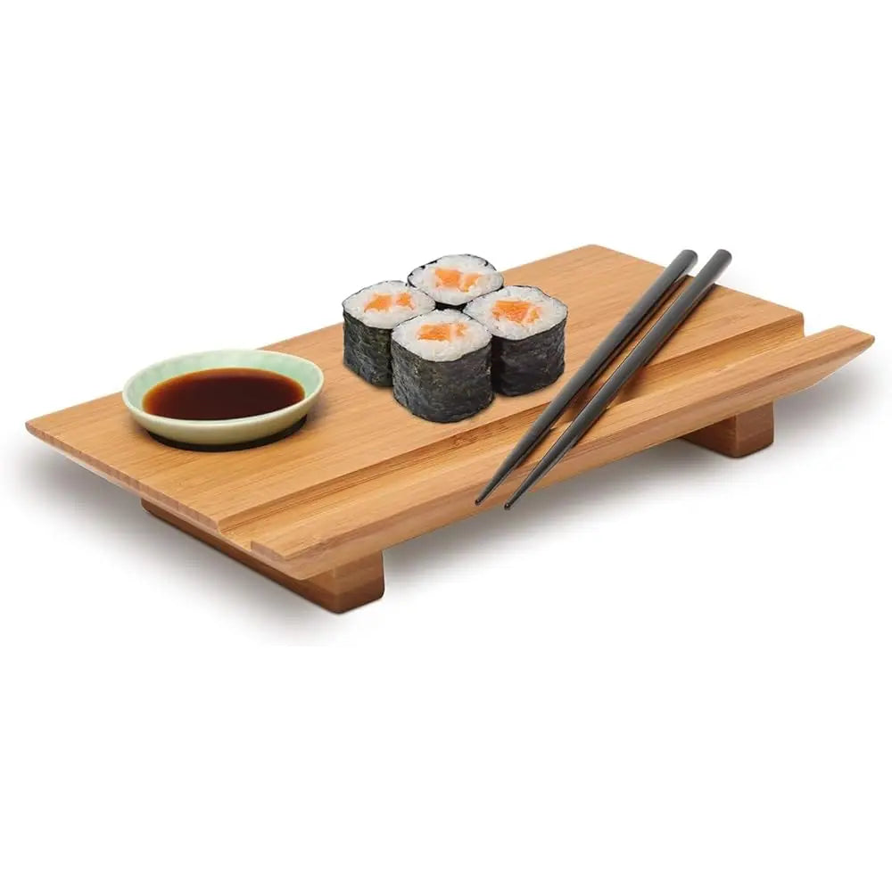 55-1106, Bamboo Sushi Board Set, 6-Inch By 10-1/2-Inch