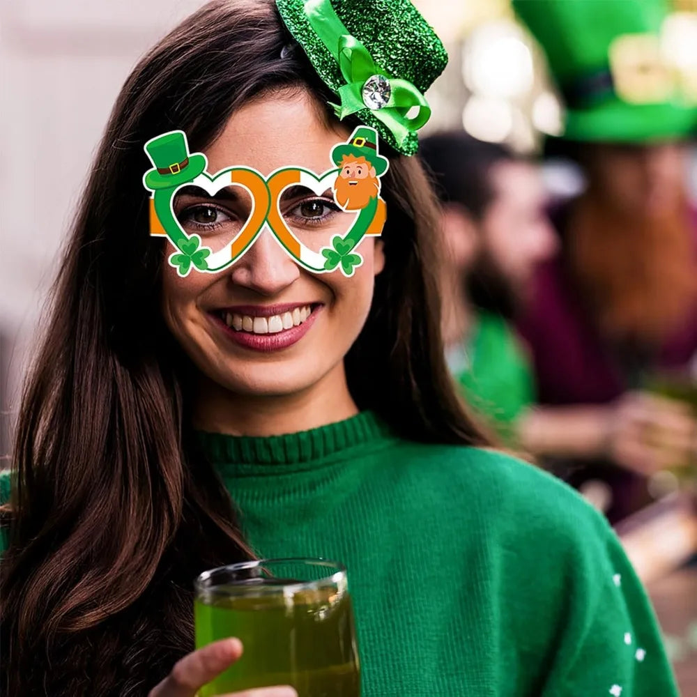 St-Saint Patricks-Day Decorations Photo-Booth Props - 16pcs Funny Glasses St. Patrick's Irish Photography Props,Spring Shamrock