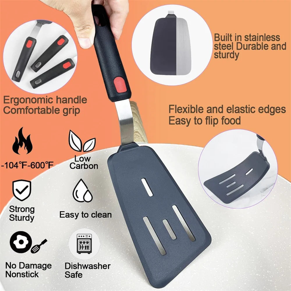 Silicone Spatula for Non Stick Pots High-temperature Resistant High Quality Stir Spring Steel Fry Spatula tool Kitchen Utensils