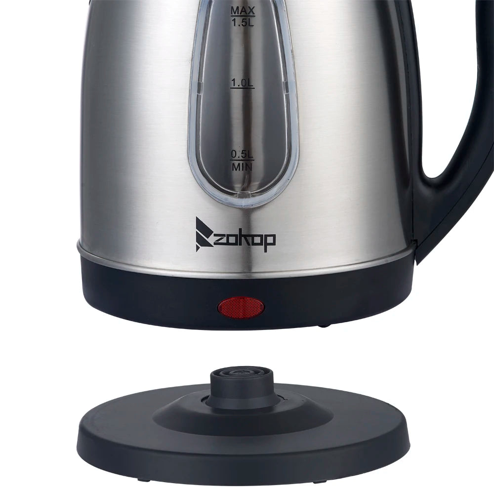 1.5L stainless steel electric kettle Silver gray Base Separation Desion Rust-resistant Durable for Home Office During Travel