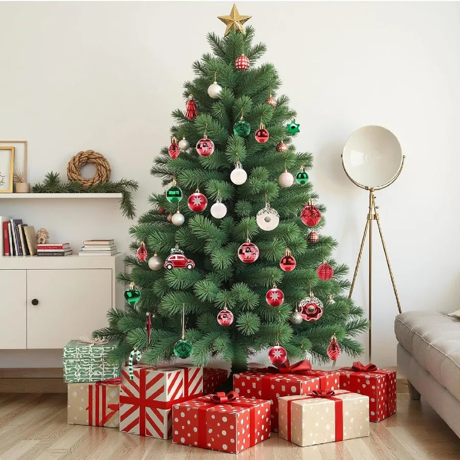 FestiveBliss 72 Pcs Christmas Ball Ornaments Colorful Variety Shatterproof Ornaments with Hanging Loops for Christmas Tree Deco