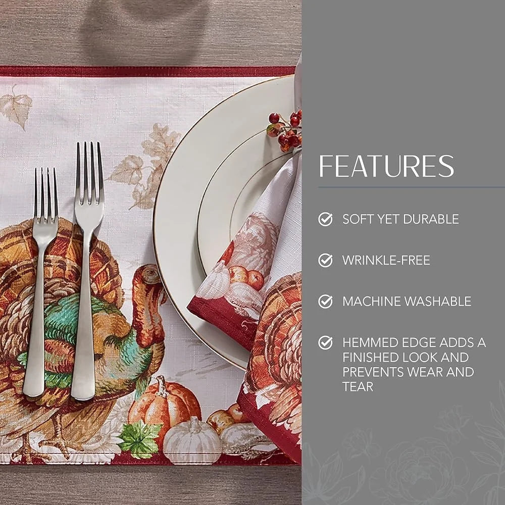 Elegant Autumn Placemats Set of 4 Seasonal Dining Table Decor 100 Polyester Machine Washable Thanksgiving Table Setting