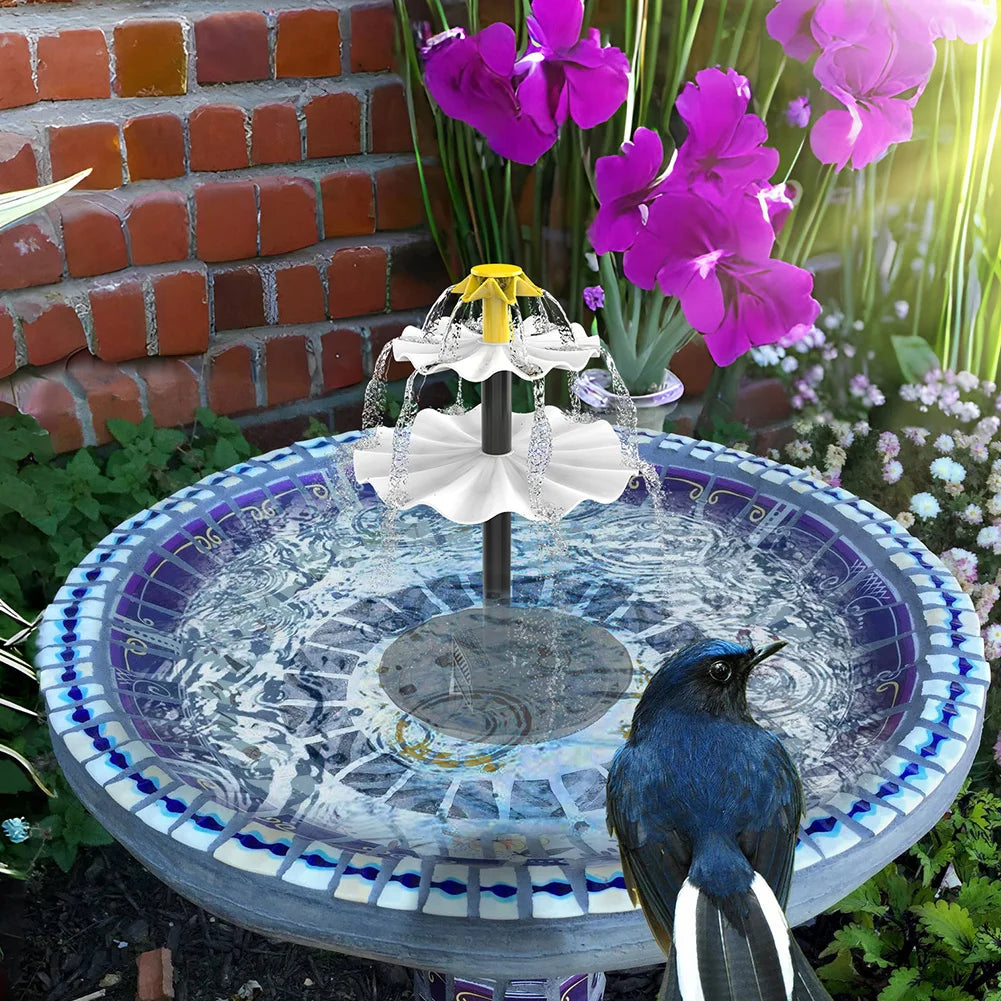 3 Tiered Solar Bird Bath Fountain W/ Solar Panel Water Fountain with Birdbath for Bird Bath Garden Fish Tank Outdoor Bird Feeder