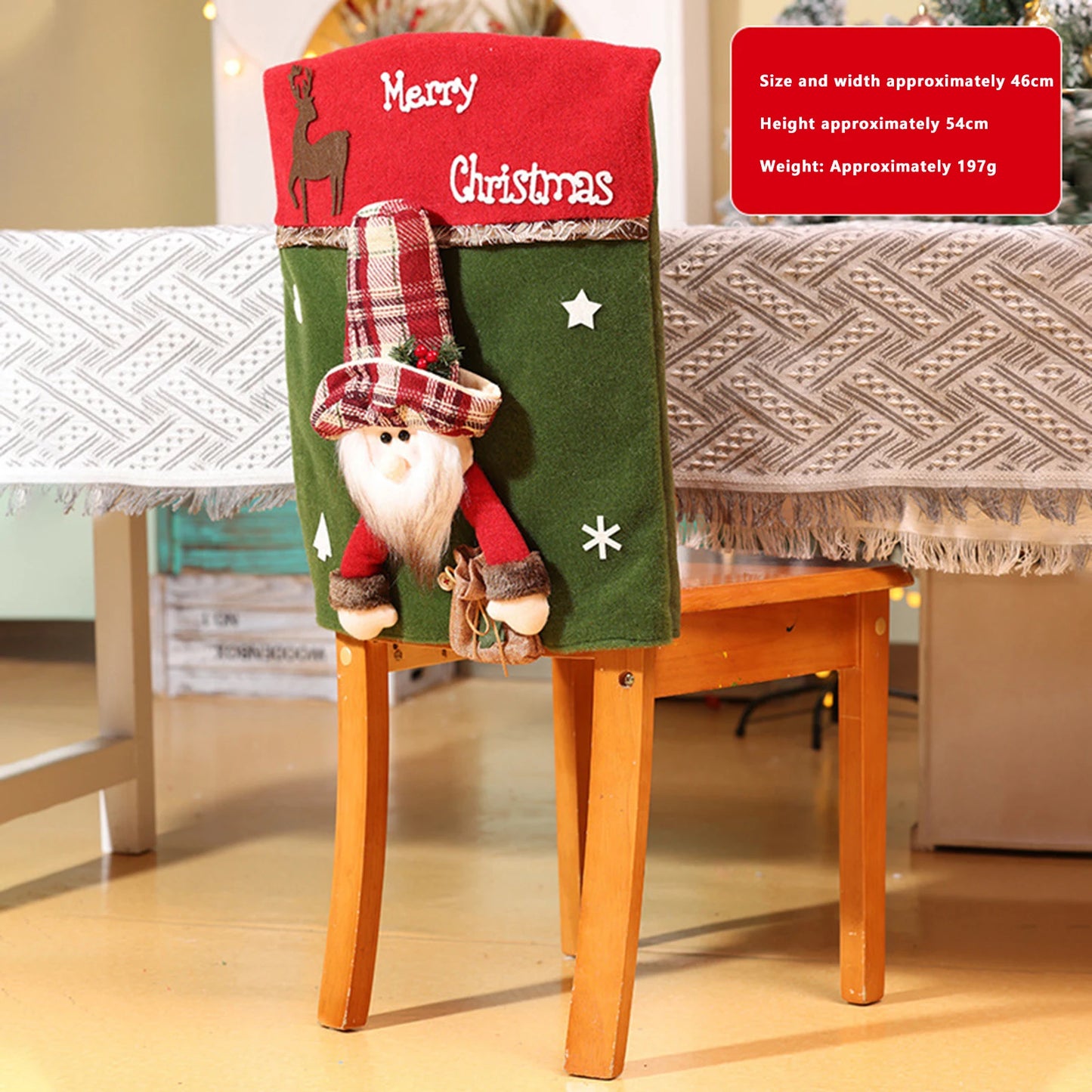 46x54cm Creative Xmas Slipcovers 3D Santa Claus/Snowman/Elk Chair Cover 2025 New Year Kitchen Decoration Dining Chair Back Cover