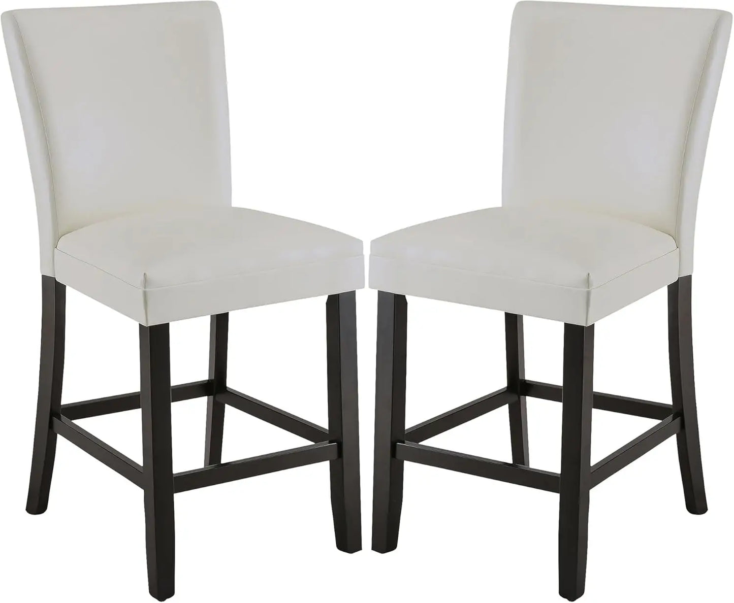Counter Bar Stools Set of 2,24 inch Seat Height Faux Leather Kitchen Barstools with High Backrest,Armless Upholstered Bar Chairs