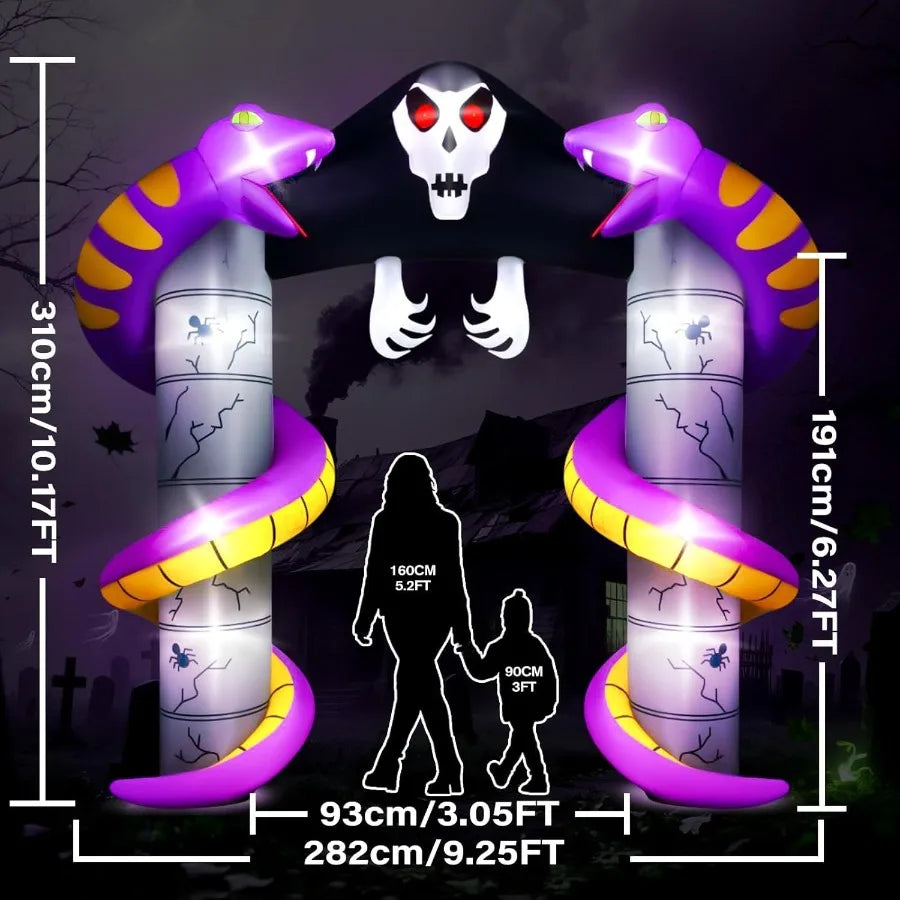 Halloween Inflatable Arch Ghost Decoration with Builtin LEDs for Outdoor and Indoor Use Perfect for Yard Garden Lawn Party Chri