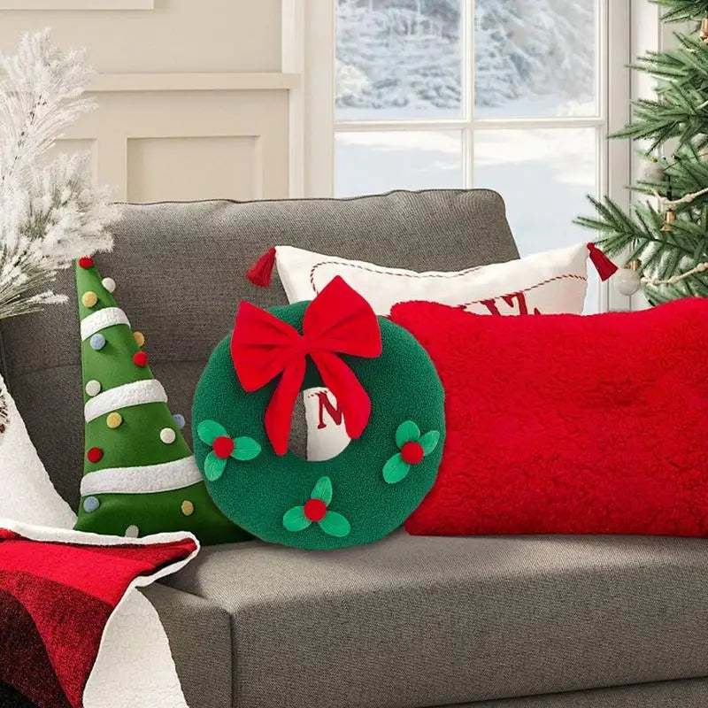 Snowflake Pillow Christmas Throw Pillow Snowflake Decorations Cute Christmas Decor Christmas Wreath Shaped Pillow For Sofa Bed