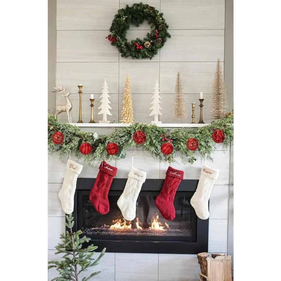 12pcs Red Christmas Ornaments Balls 3.14 inch Glitter Hanging Christmas Tree Ornaments Set for Christmas Decorations Hand Paint