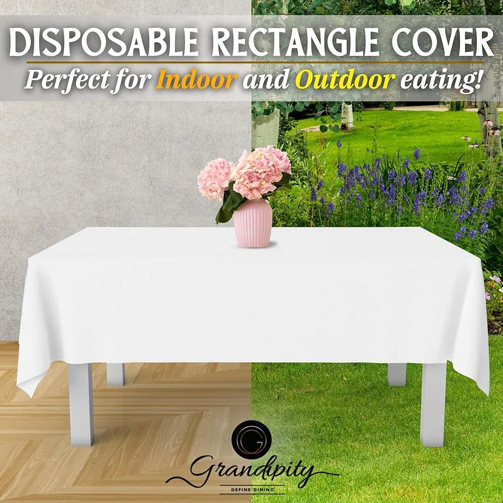 12 Pack Disposable Plastic Tablecloths 54x108 inch Premium Quality Table Covers Easy Clean Event Party Decor Indoor Outdoor Use