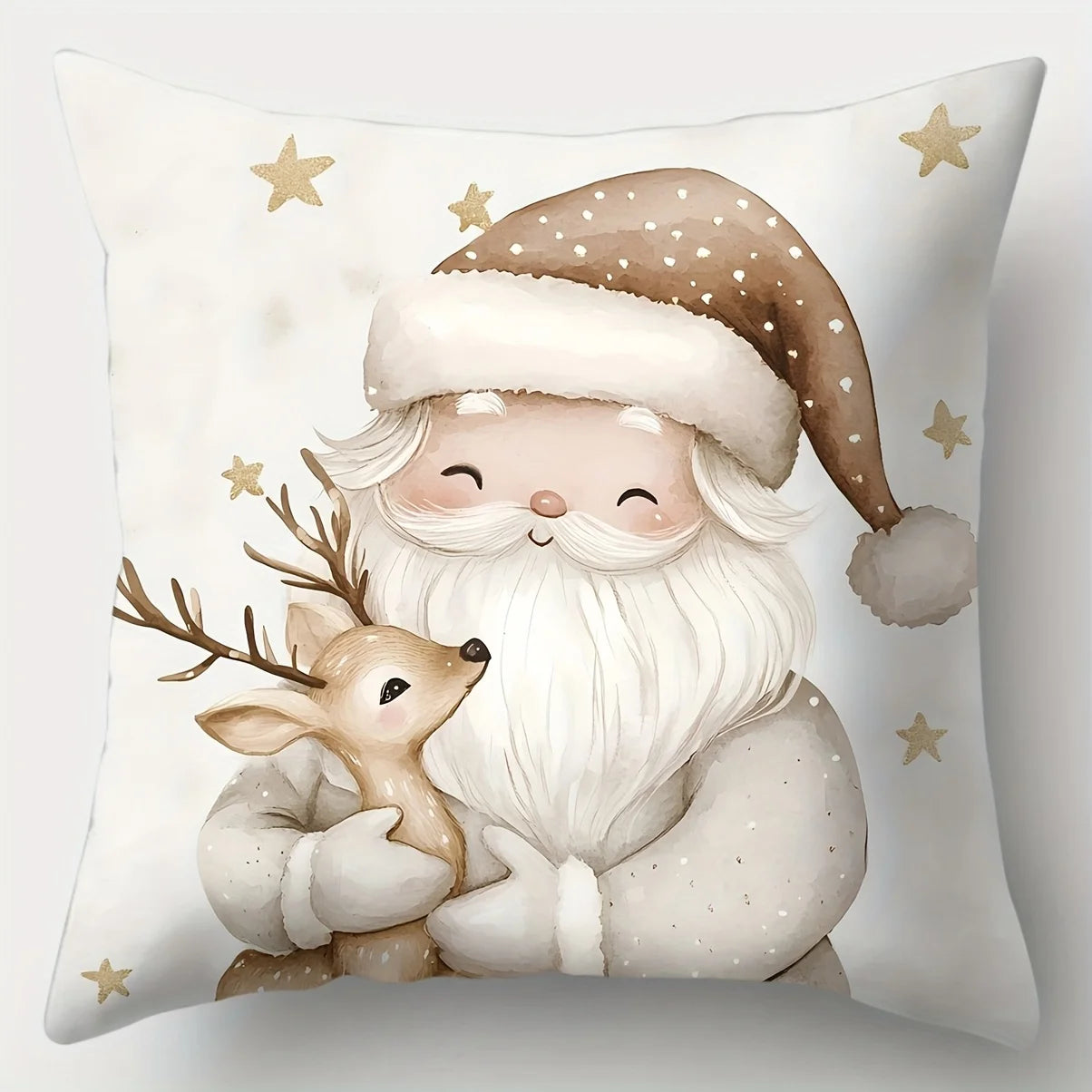 4pcs Set, Christmas Pillowcase, Golden Christmas Series Pillowcase, 17.7"*17.7", Single Side Print, Christmas Decoration, Sofa W