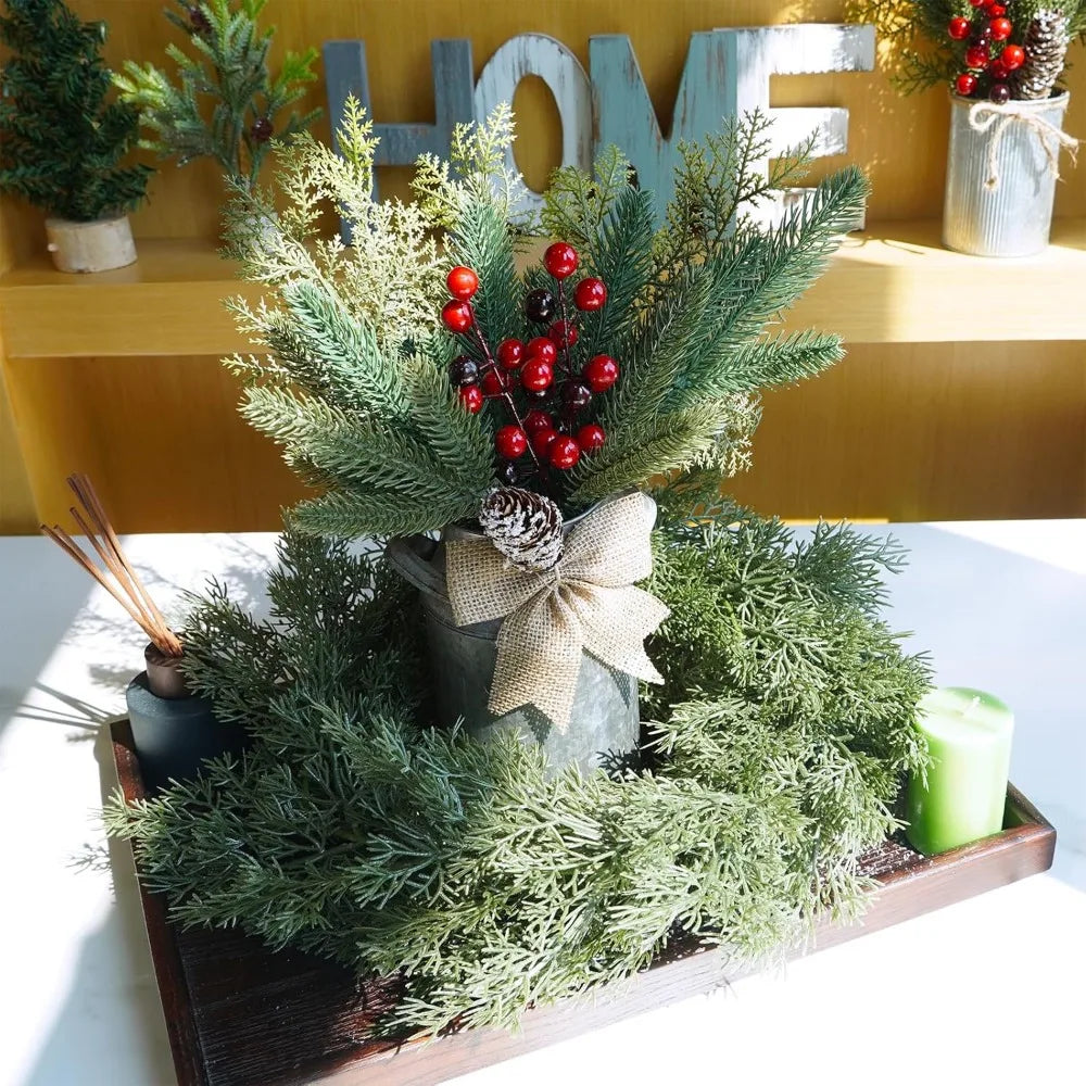 Christmas Artificial Cedar Pine Greenery - 5.2 Ft Cypress Garland for Home Holiday Decor Seasonal Wreath Mantel Banister Dinner