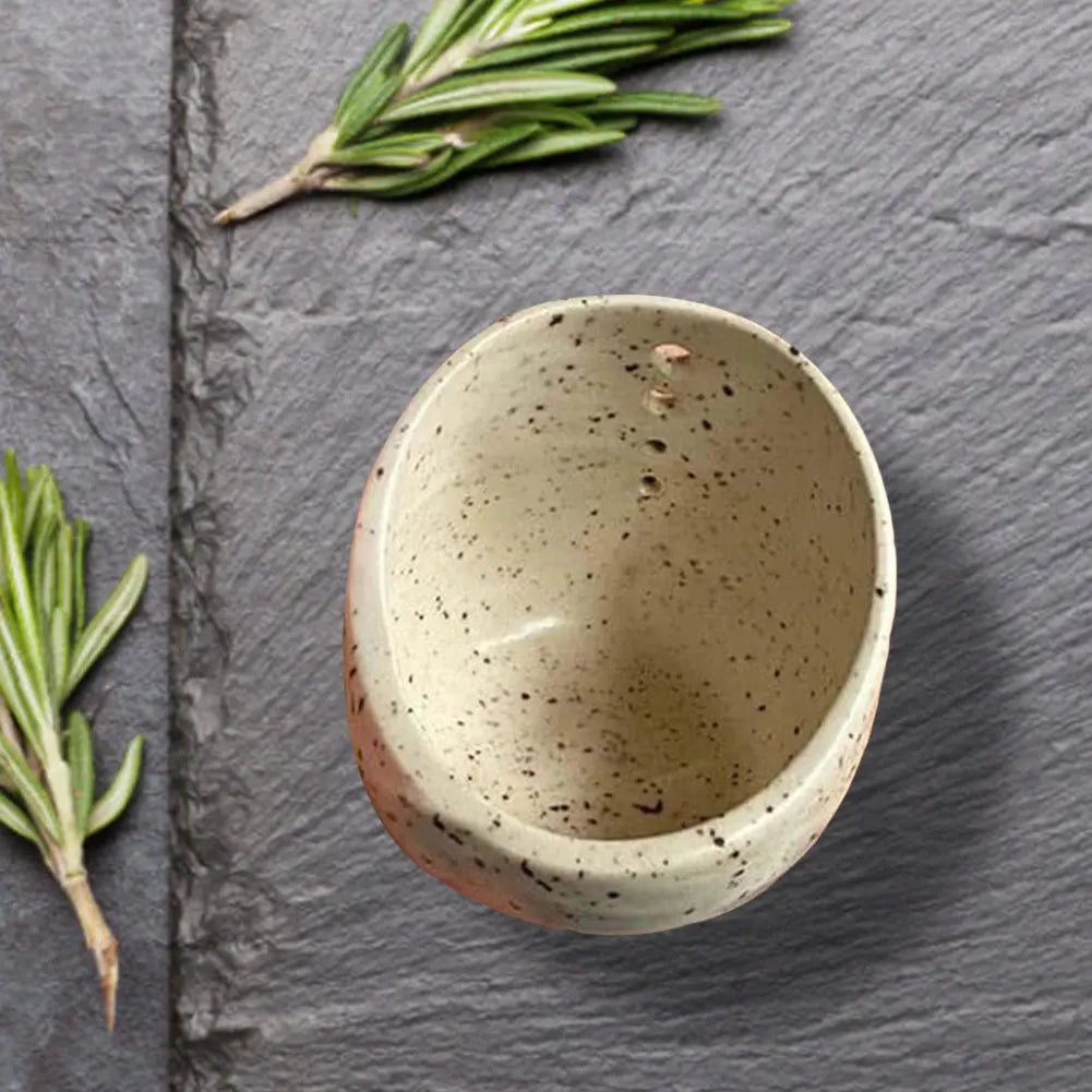 Handmade Pottery Herb Stripper Bowl Different Round Hole Sizes Pottery Herb Stripper Peeling Cup for Vegetable Leaf Removing