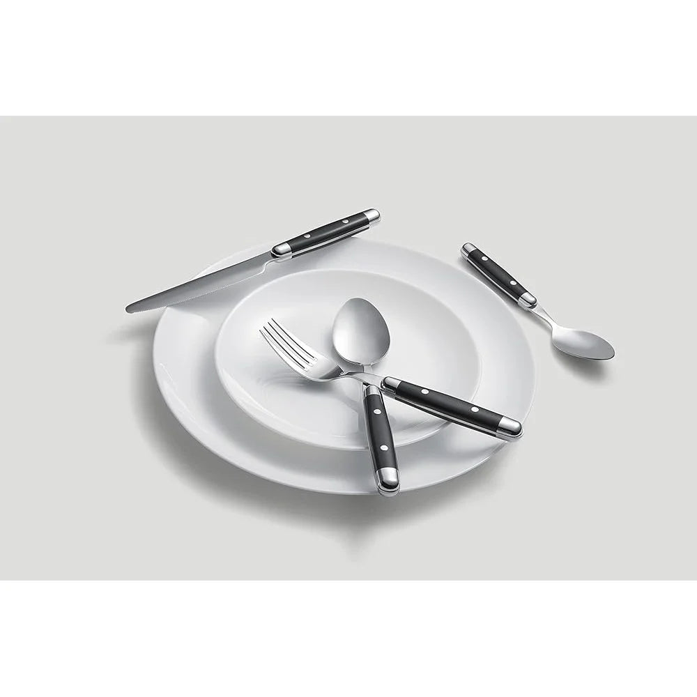 16 Piece Stainless Steel Flatware Set Retro Design Durable Silverware Dining Table Dishwasher Safe 4 People