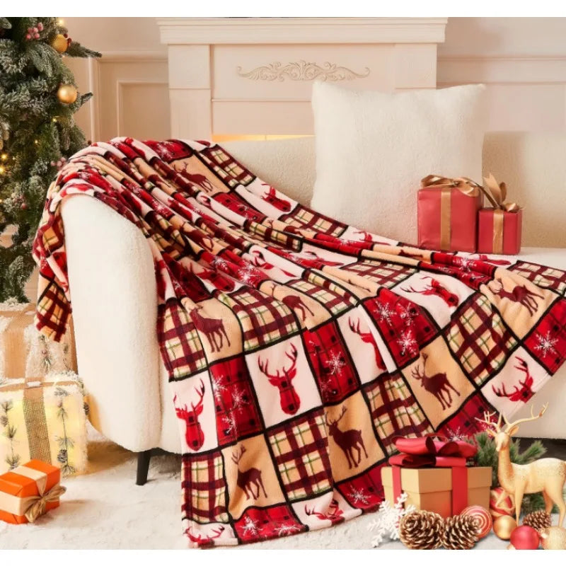 Christmas Blanket, Buffalo Plaid Christmas Throw Blanket for Sofa or Bed, Flannel Lap Blanket for Kids, Adults, Wife, Yourself