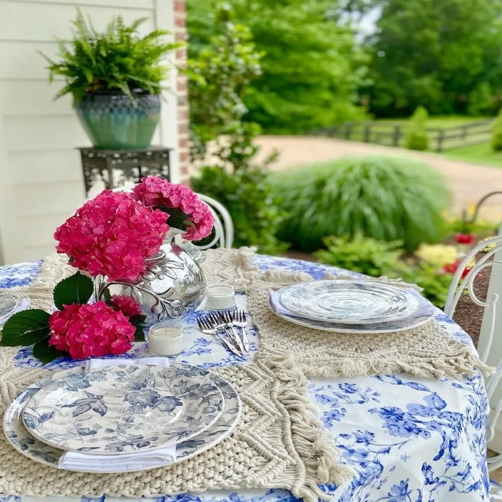Macrame Placemats Set of 6 - Handmade Cotton Woven Boho Placemats - Modern Farmhouse Fringe Placemats for Dining Table, Kitchen