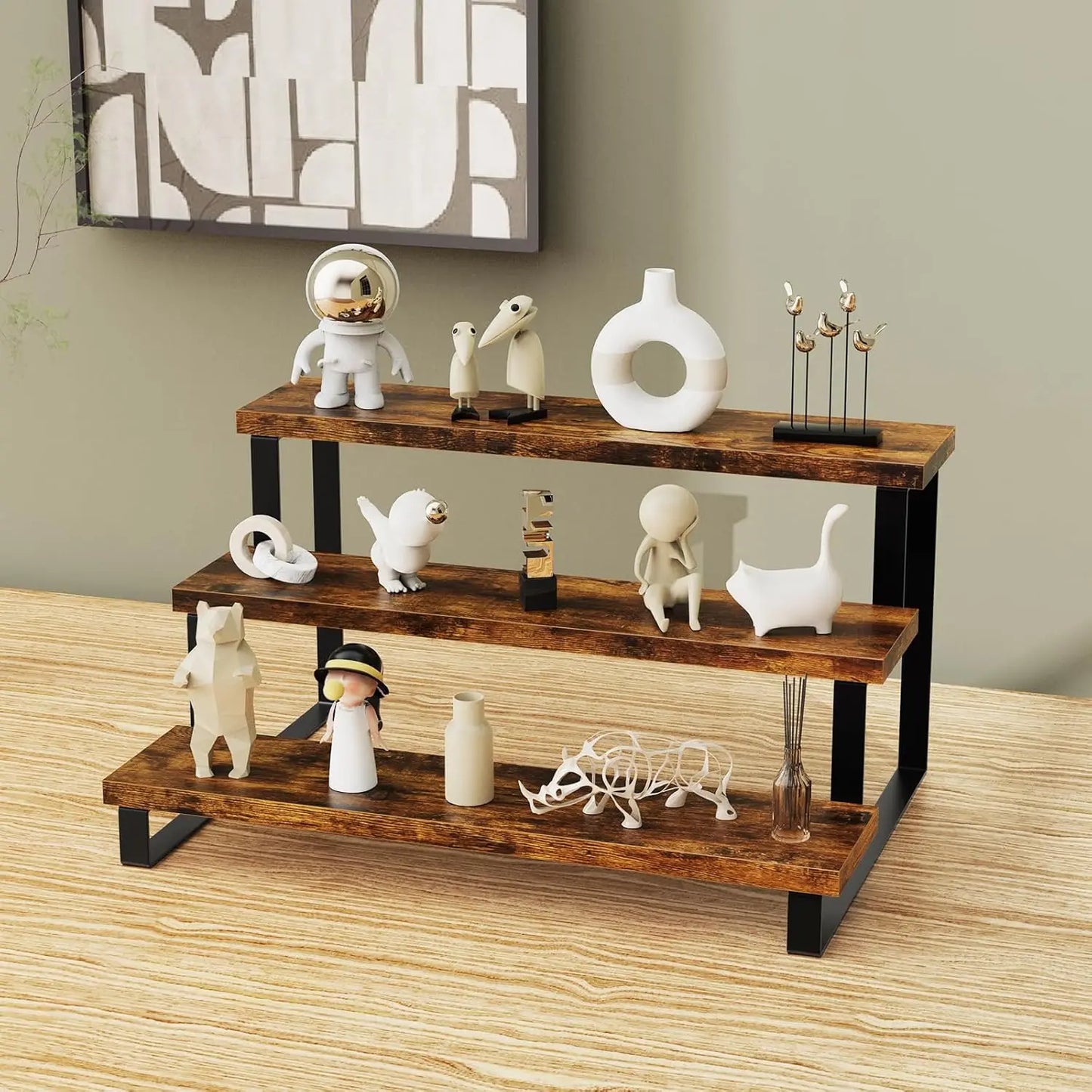 Wooden Display Stand,Tiered Perfume Shelf,Cologne Organizer,Kitchen Spice Rack,Cupcake Display Stand,Display Shelf for Potted Pl
