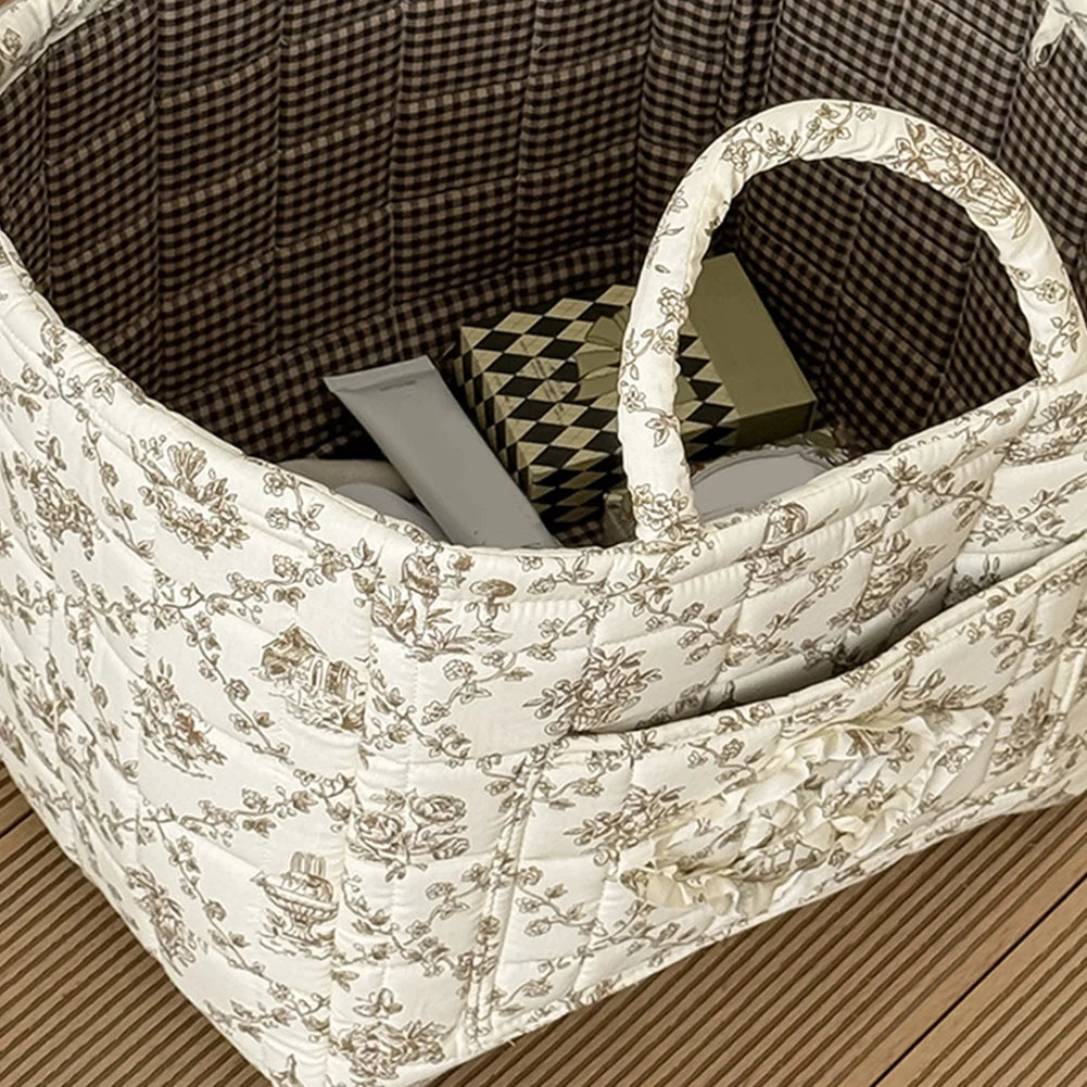 Fabric Debris Organizing Bag with Easy Carry Handles Sundries Storage Organizer for Shelves Closet Laundry Home Office Decor