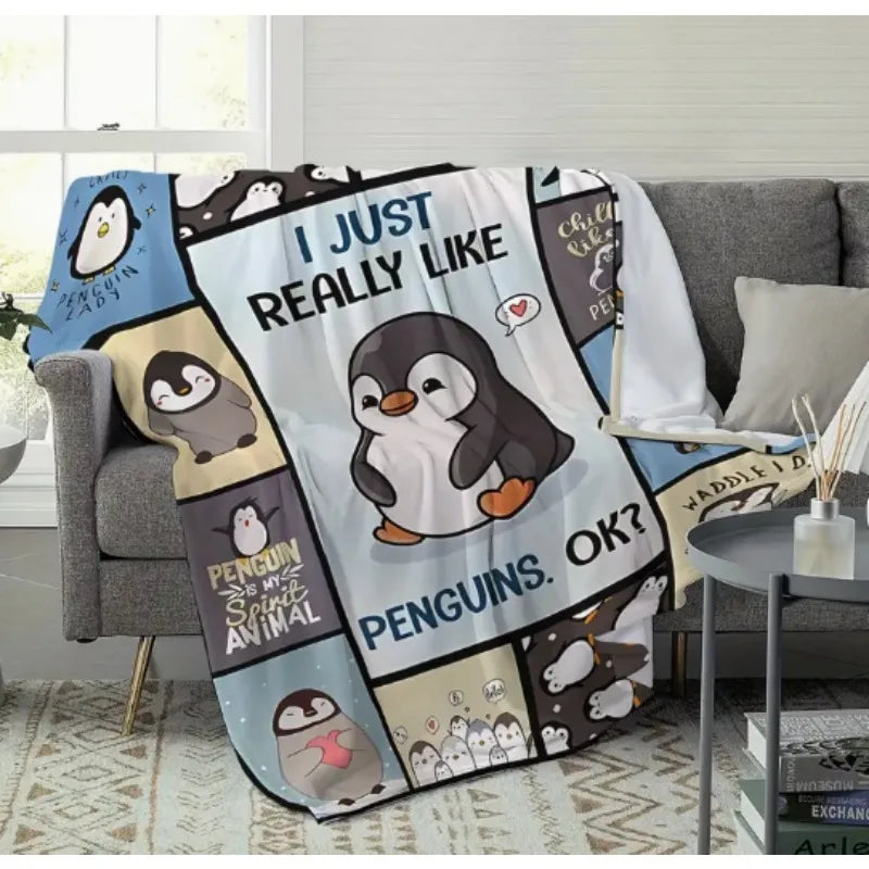 Penguin Lover Blanket, Perfect Gift with Penguin Decoration - Suitable for Sofa, Bed or Floor - Ideal Penguin Birthday Gift