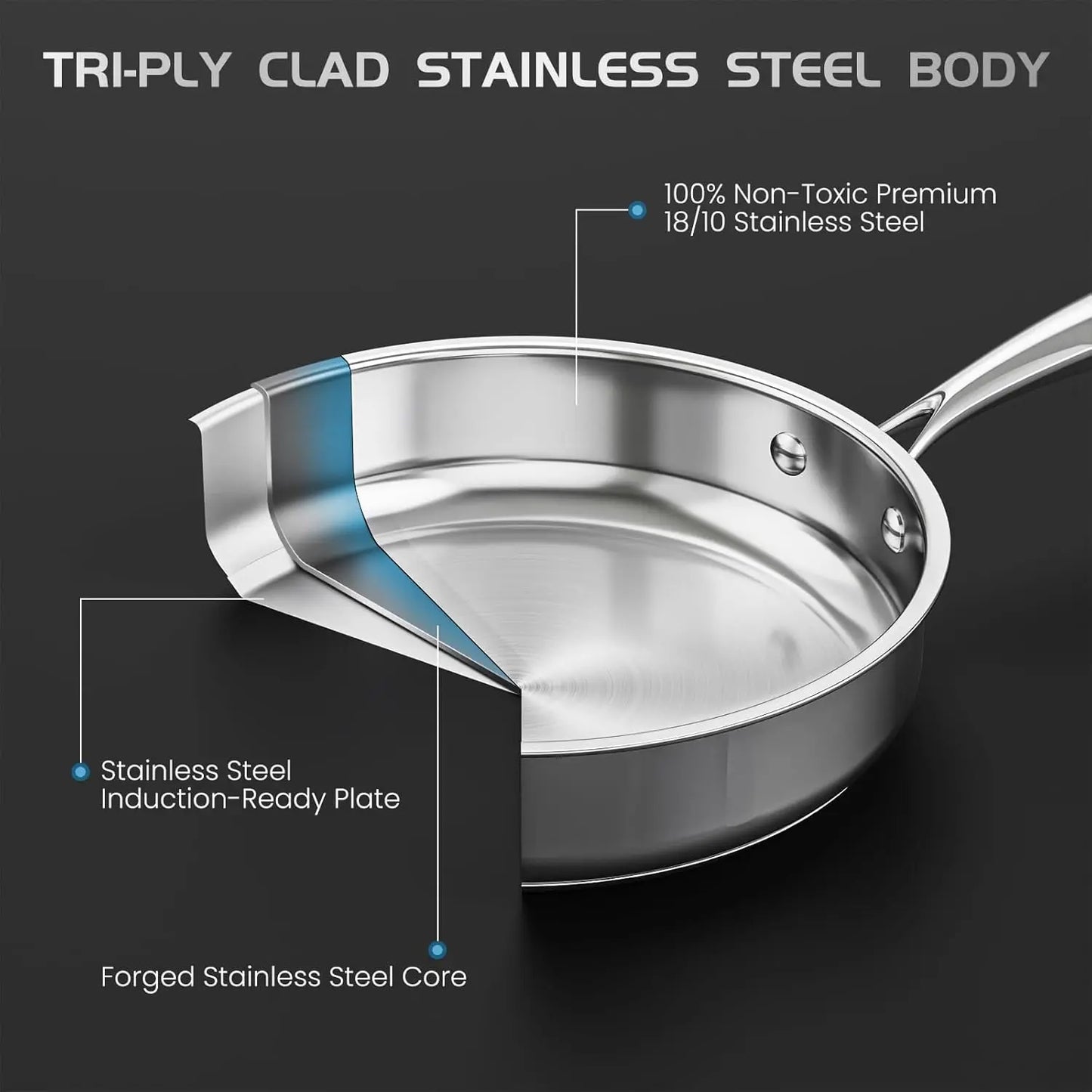 Pots and Pans Set Non Toxic, 16PCs Stainless Steel Cookware Set with Steamer, Kitchen Induction Cookware with Utensil Sets