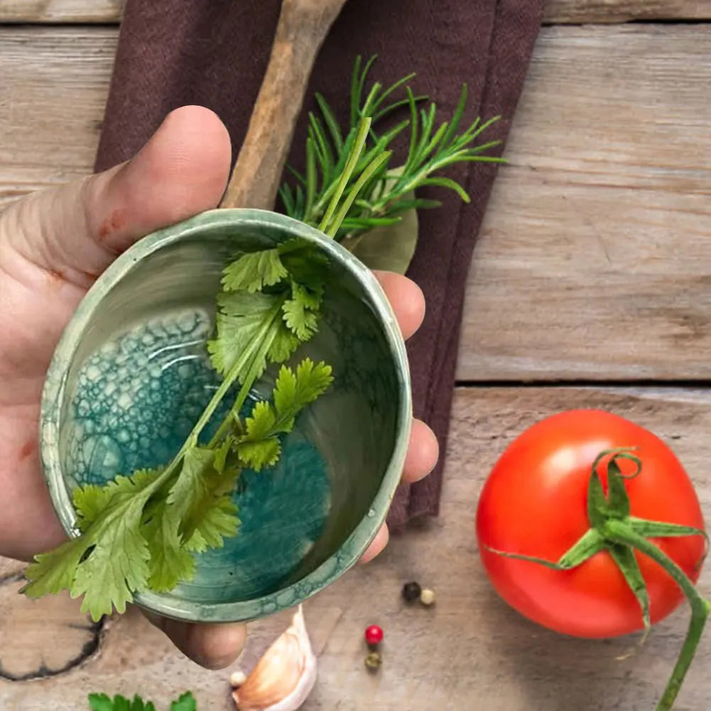 Handmade Pottery Herb Stripper Bowl Different Round Hole Sizes Pottery Herb Stripper Peeling Cup for Vegetable Leaf Removing