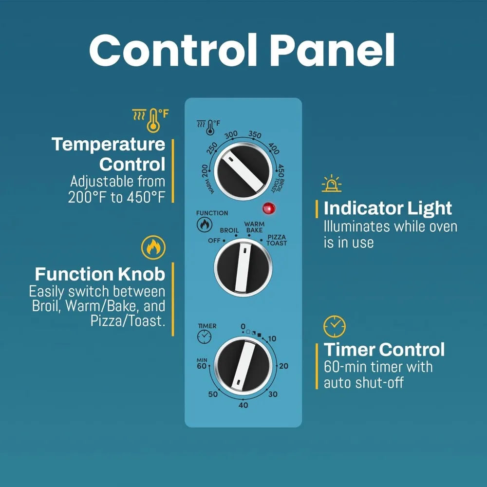 New upgrade-Black Double French Door Countertop Toaster Oven,Bake,Broil,Toast,Keep Warm,Fits 12" pizza, 25L capacity - Authentic