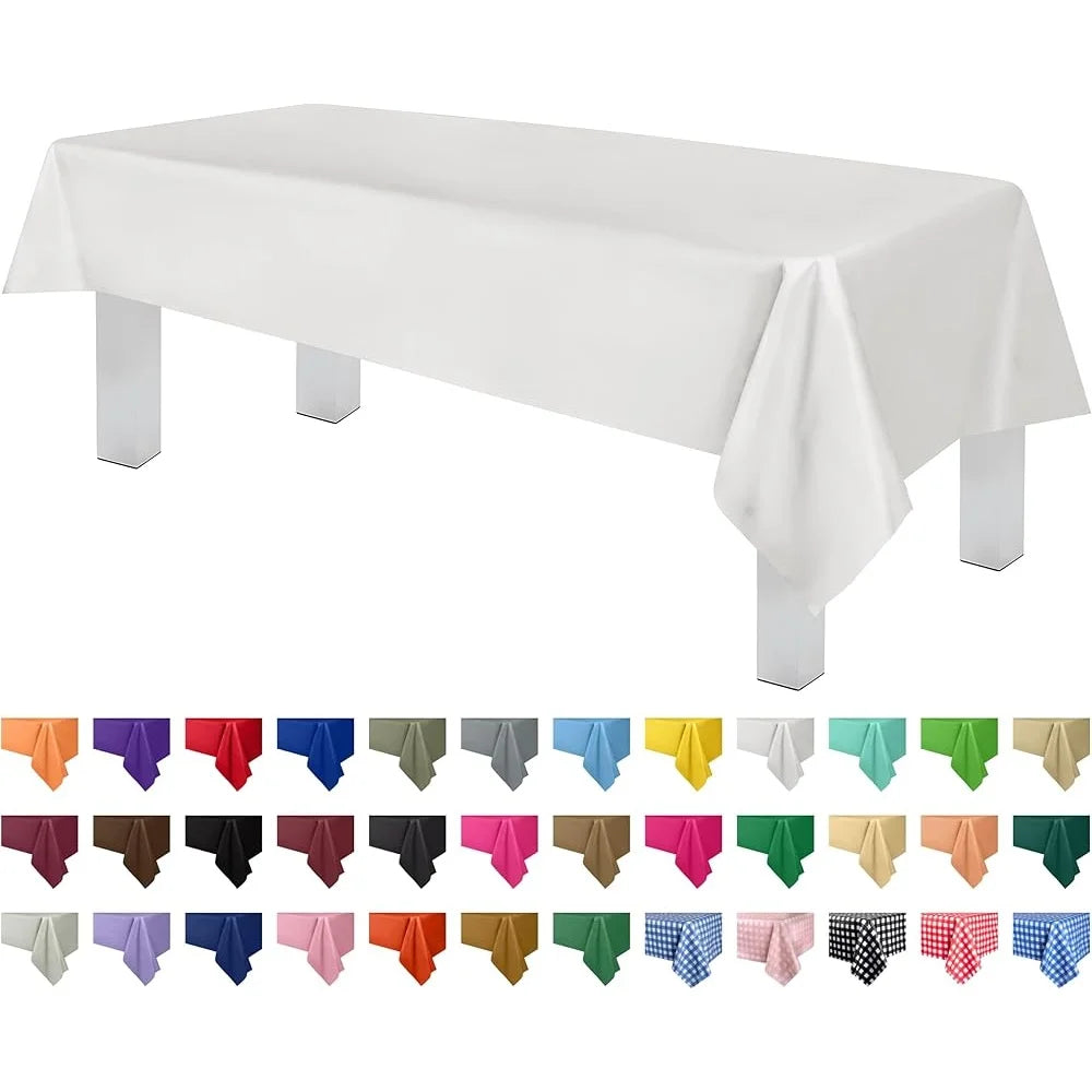 12 Pack Disposable Plastic Tablecloths 54x108 inch Premium Quality Table Covers Easy Clean Event Party Decor Indoor Outdoor Use