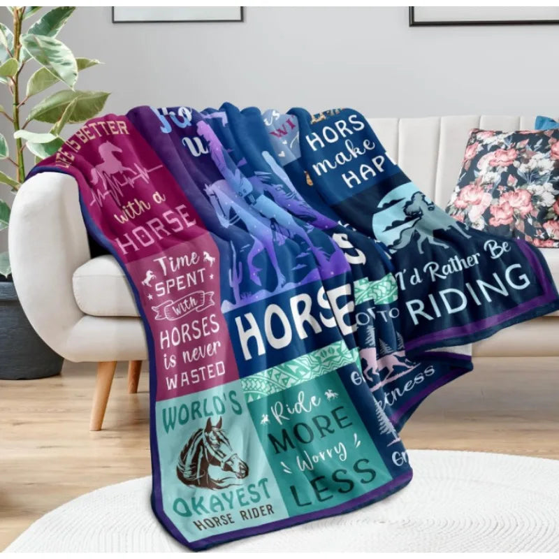 Horse gift blanket, cowboy girl equestrian gift item equipment, suitable for equestrian enthusiasts' birthday/Christmas blanket