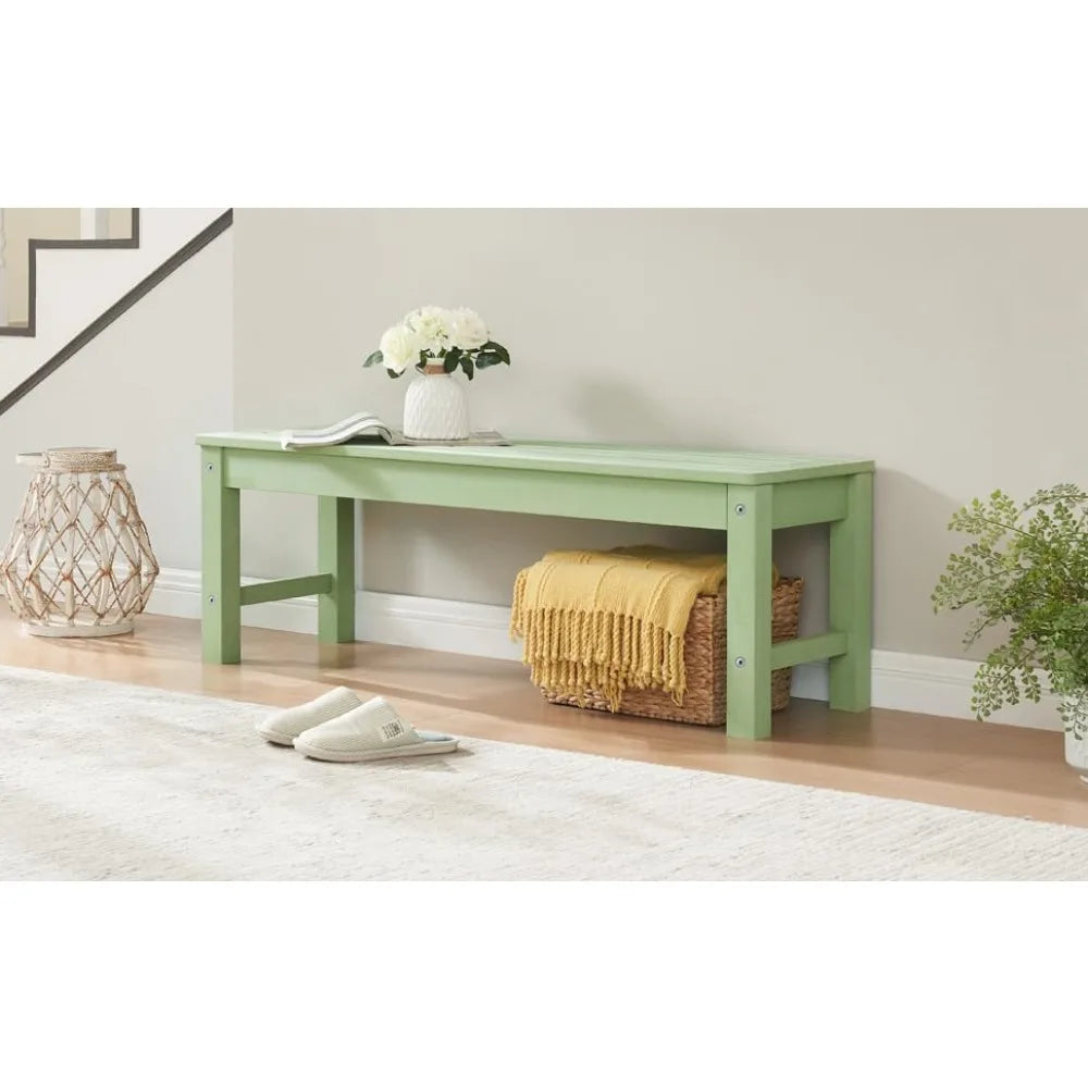 Outdoor Bench, Two Person Poly Lumber Porch Bench, Weatherproof Garden Bench That Never Rot and Fade
