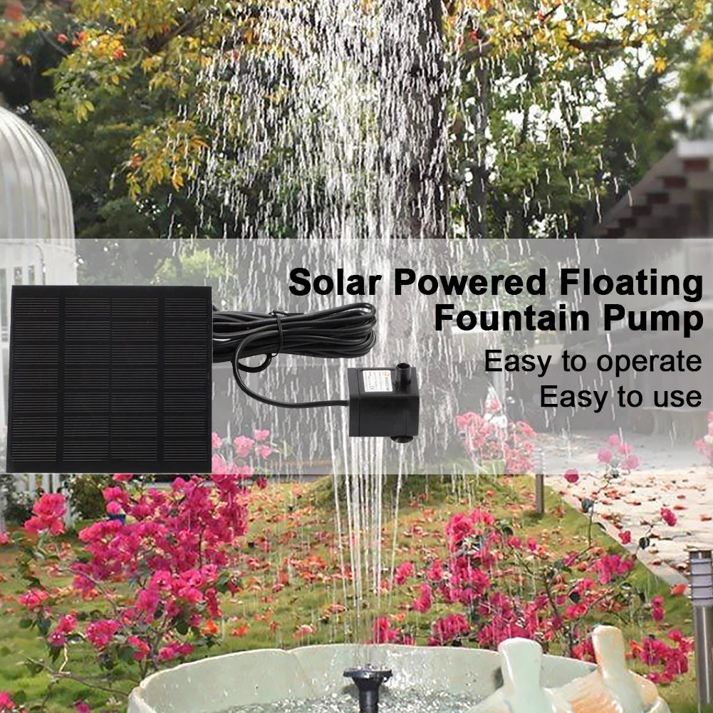 1.2W Solar Fountain 200L/h with 6 Nozzles Solar Pond Pump Lift 110cm Solar Panel Water Pump for Bird Bath Ponds Garden Fish Tank