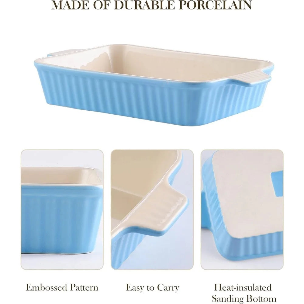 casserole dishes for oven, porcelain baking dishes, ceramic bakeware sets of 4, rectangular lasagna pans deep with handles for