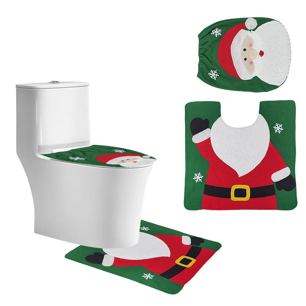 Christmas Toilet Cover Set Deer Toilet Cover Soft Snowman Toilet Cover Christmas Bathroom Decor Toilet Seat Cover and Rug Set
