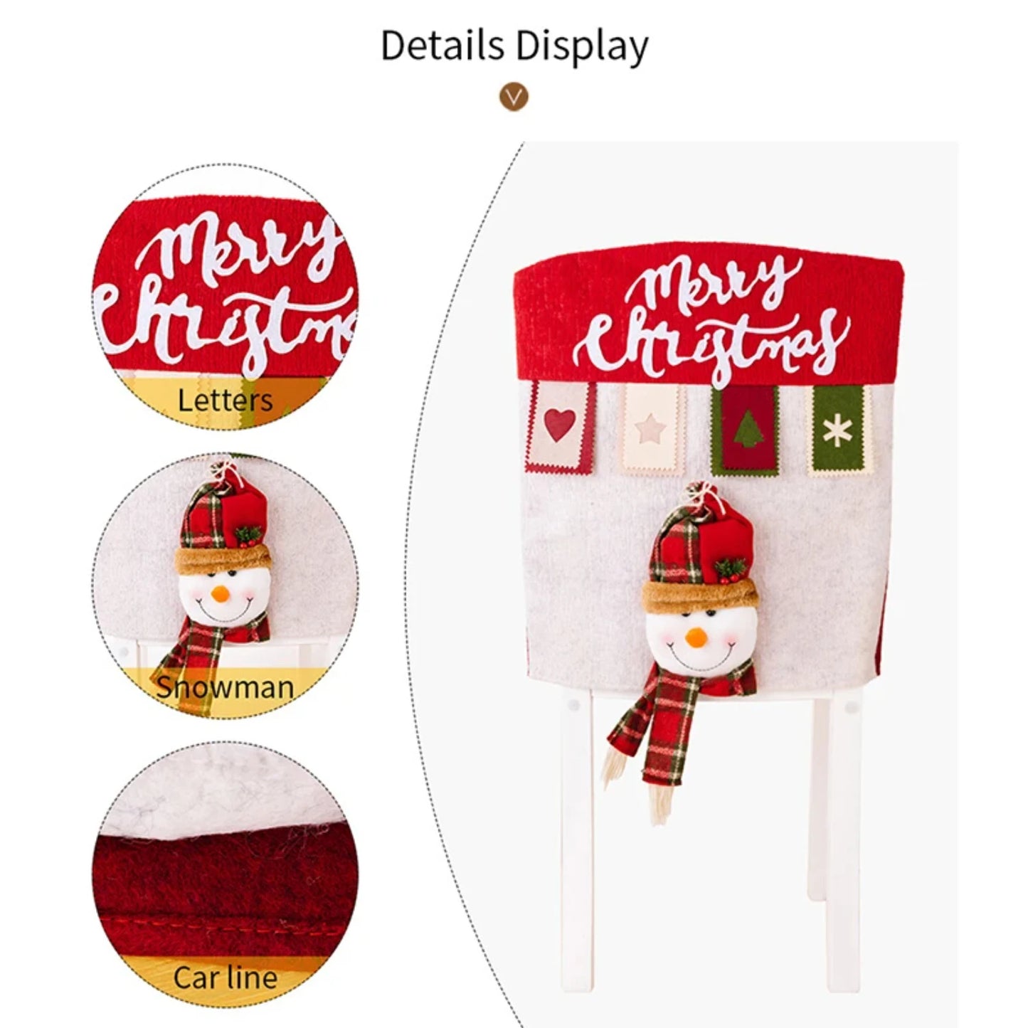 Linen Three-Dimensional Santa Claus Christmas Seat Cover Table Red Hat Chair Back Covers Xmas Decorations Year