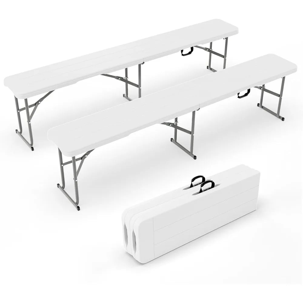 6 feet Plastic Folding Bench,Portable in/Outdoor Picnic Party Camping Dining Seat, Garden Soccer Multipurpose Entertainin