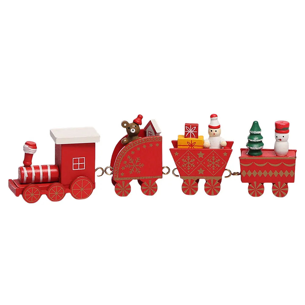 Christmas Wooden Mini Train Decor Set Christmas Train Ornament Toys Xmas Table Top Ornament Christmas Decorations Gift