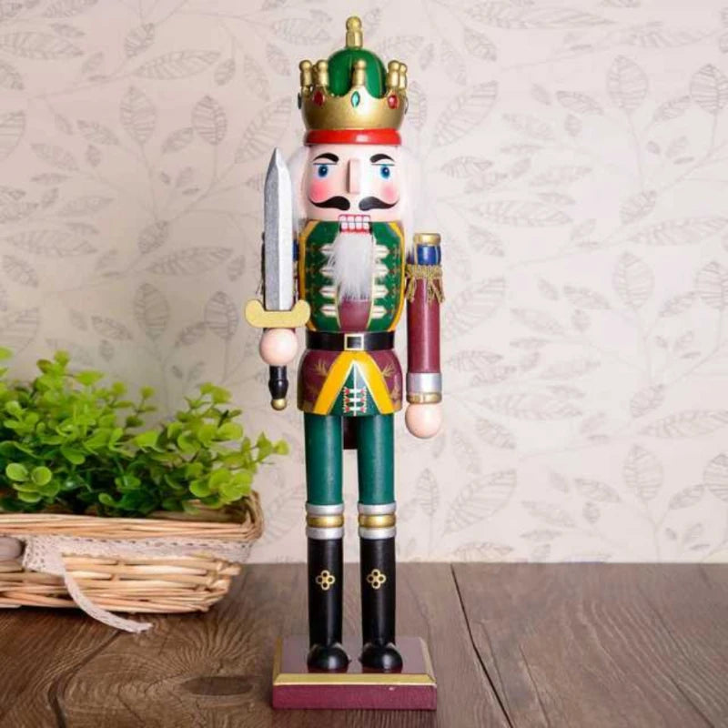 Nutcracker Puppet Soldier Setup Creative Display Craft Gifts Family Christmas Decor Soldier Doll Wooden Antique Puppet Display