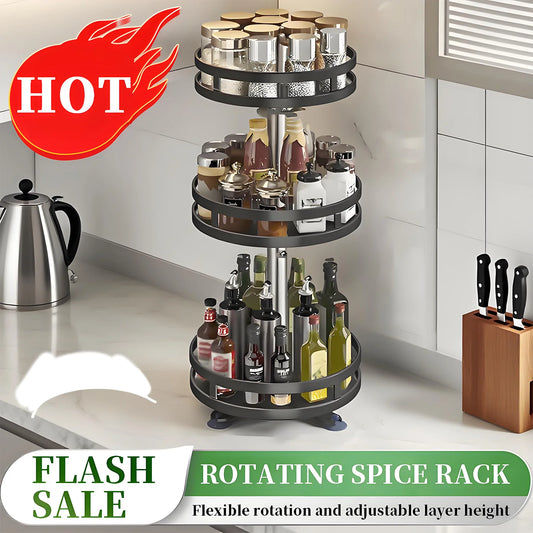 3 Tier Turntable Spice Rack,Metal Roating Spice & Medicine Turntable Organizer, Spice Organization for Kitchen Countertop