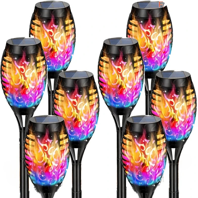 Halloween outdoor solar lights-8 pieces Flame torch lights Waterproof Paths Lawns Gardens Courtyards