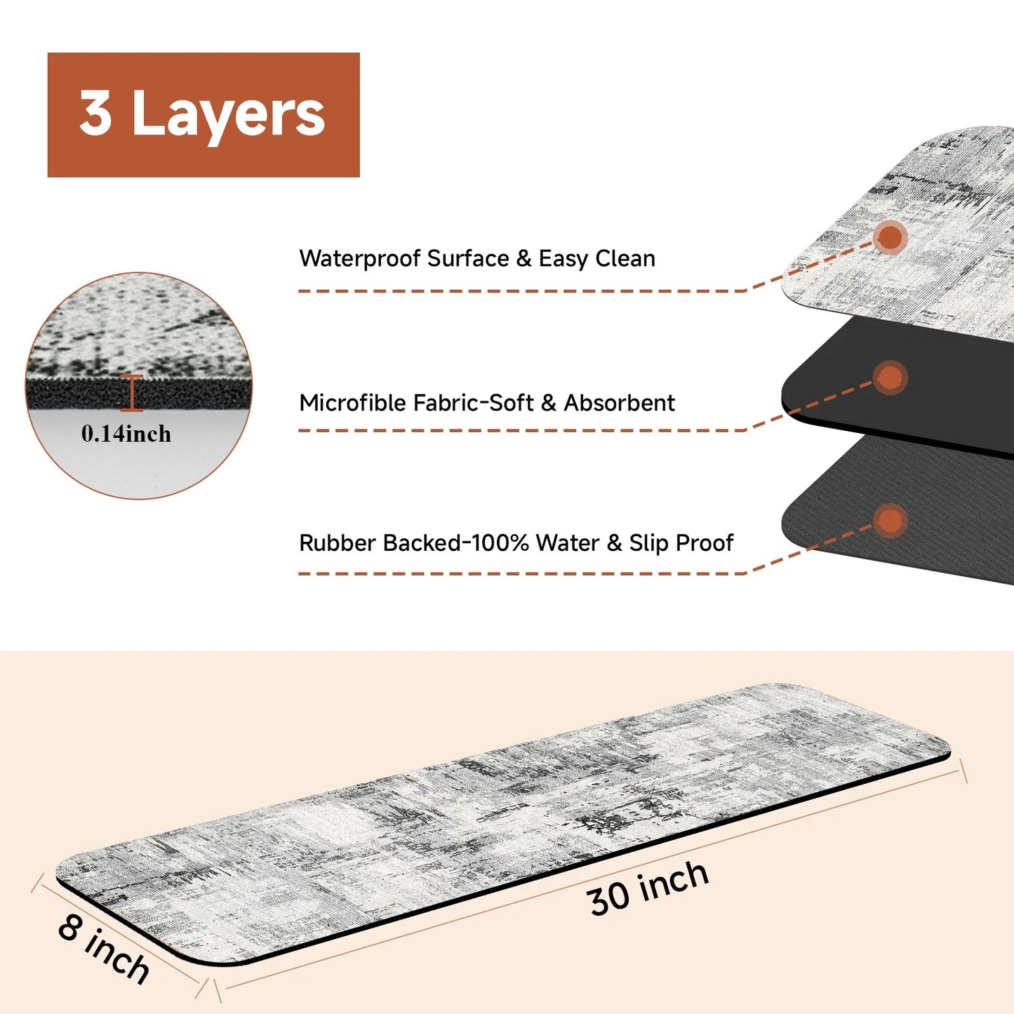 Orhopui Non-Slip Carpet Stair Treads For Wooden Steps,Staircase Step Treads Indoor Soft Resistant Rubber Safety Stair Mats