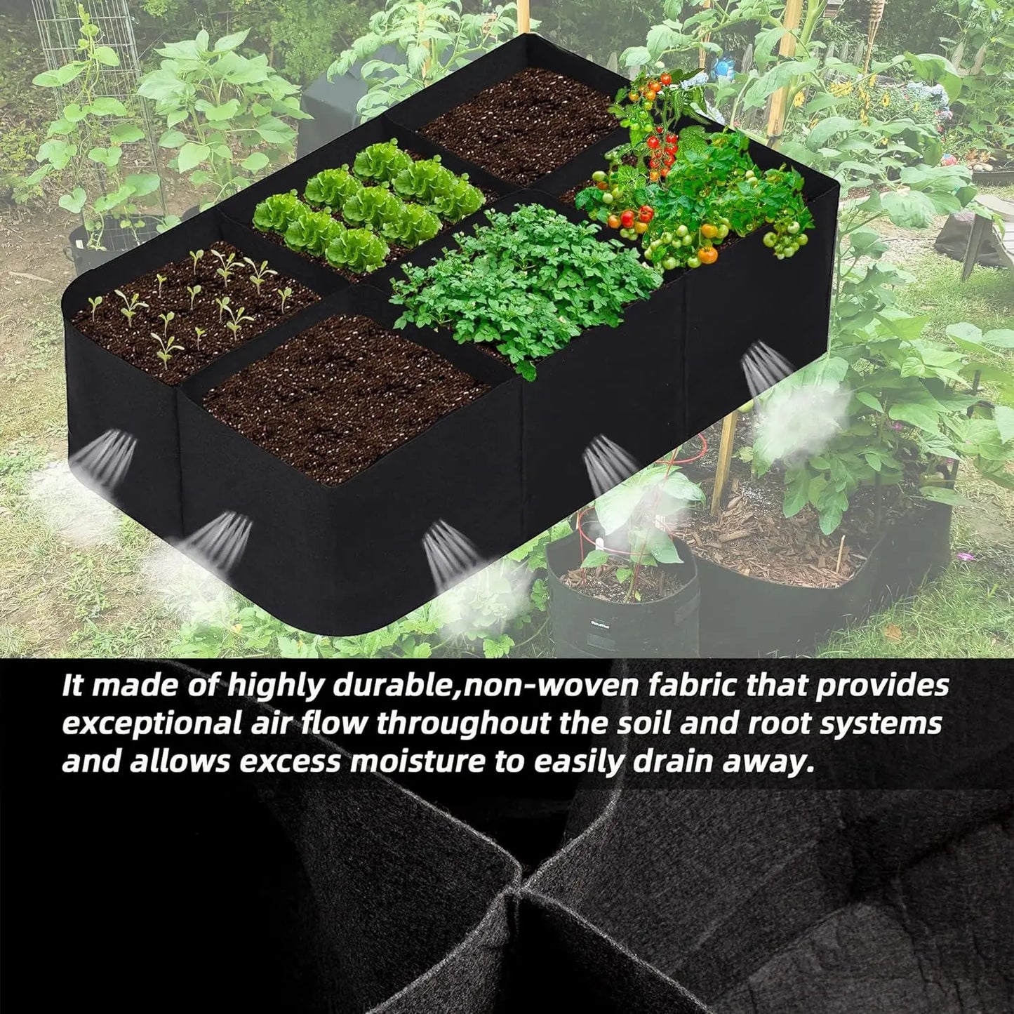 Fabric Raised Garden Bed 4x2x1ft Garden Grow Bed Bags for Growing Herbs, Flowers and Vegetables 55 Gallon
